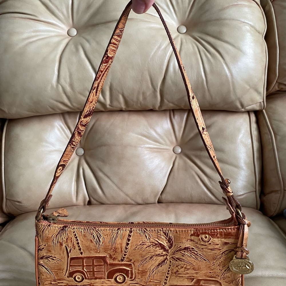 LKNW Brahmin Vintage Copper Copa Cabana Shoulder Bag Leather Palm Car - Picture 2 of 13